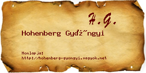 Hohenberg Gyöngyi névjegykártya